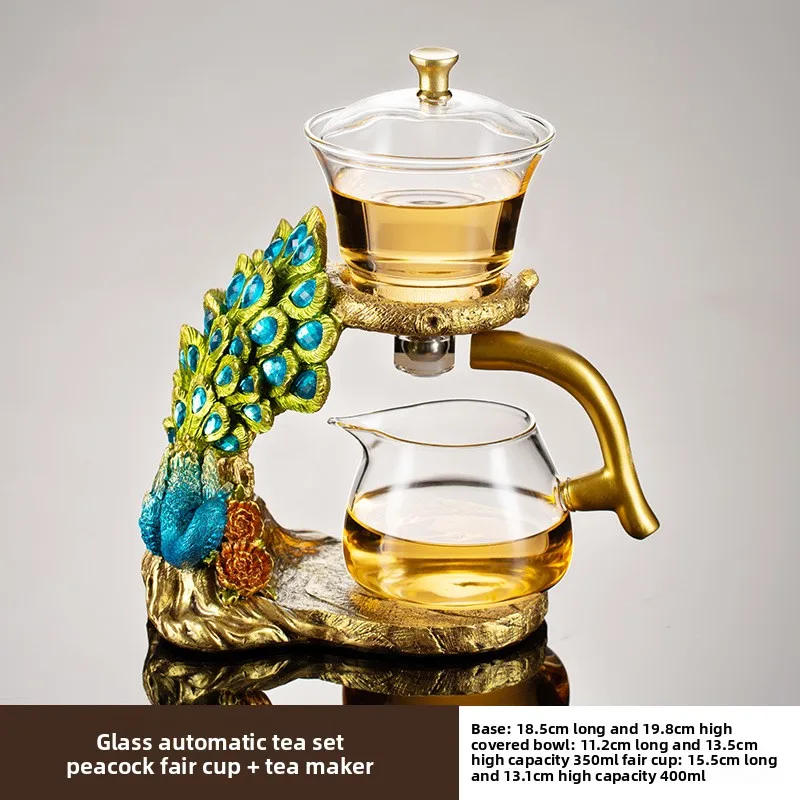 1 Set of Glass Tea Set, Household Magnetic Suction Semi-automatic Lazy Person Teapot