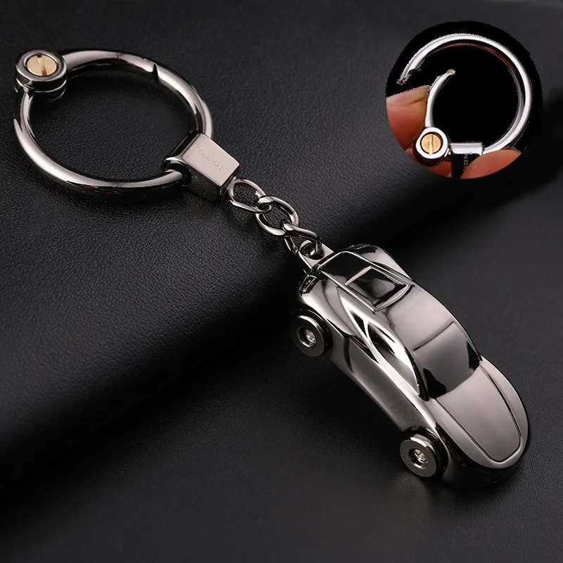 LED Light Supercar Keychain Creative Saloon Car Key Chain Fashion Gift Key Ring Pendant for Women\'s Backpack Men Car Key Holder