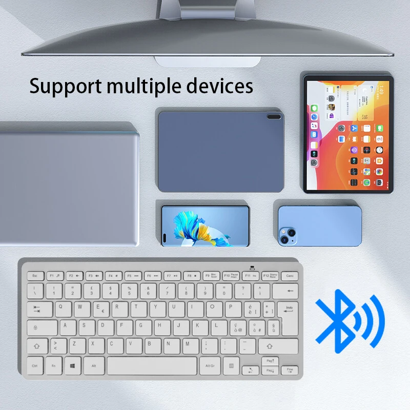 2.4GHz Wireless Bluetooth Tri-mode Keyboard Ultra Slim Mini Bluetooth Office Keyboard for Tablet Laptop