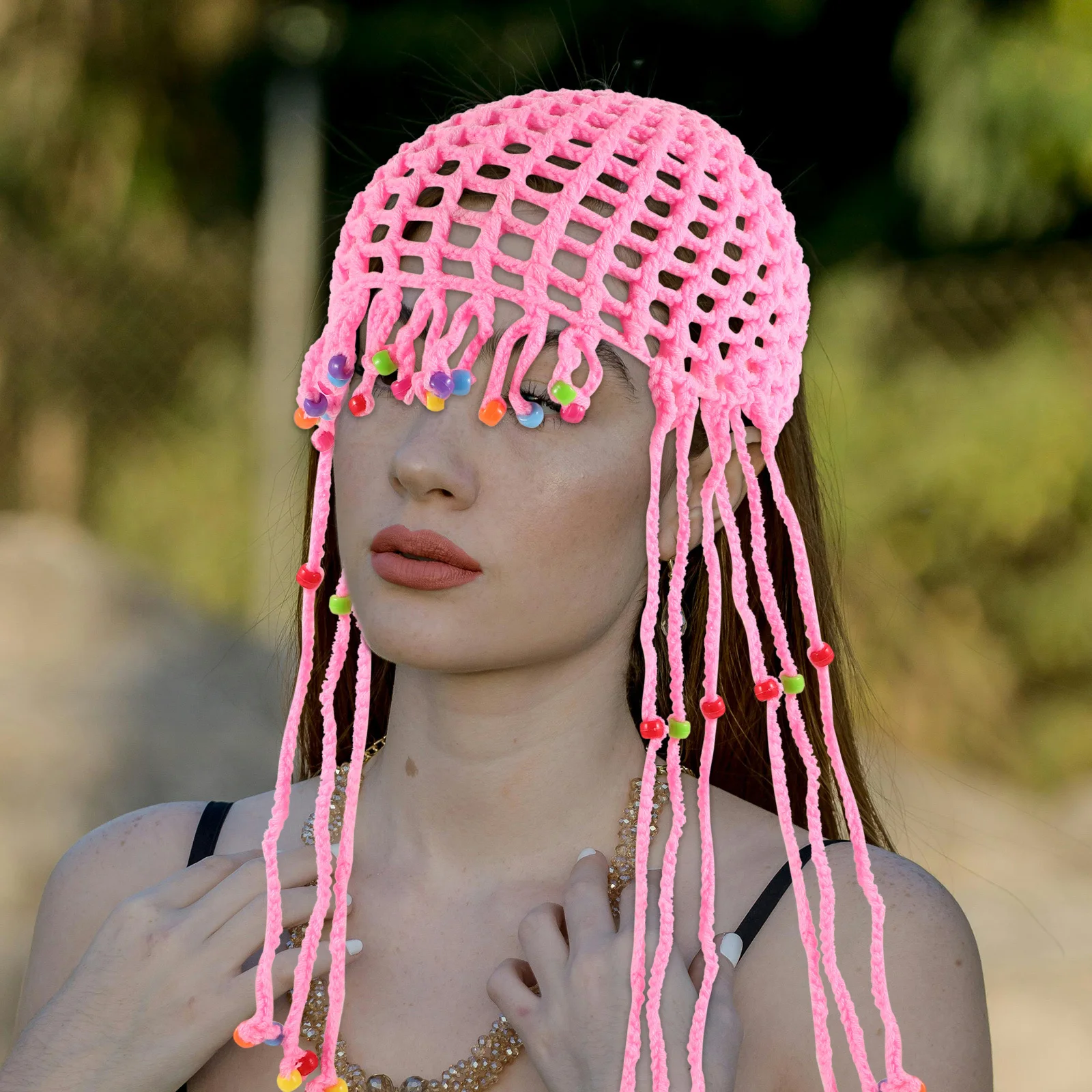 العرقية الكروشيه شرابة قبعة للنساء ملابس الشاطئ بوهو قبعة صغيرة محبوكة المنسوجة يدويا قبعة متماسكة في الهواء الطلق قبعة صغيرة كروشيه #3