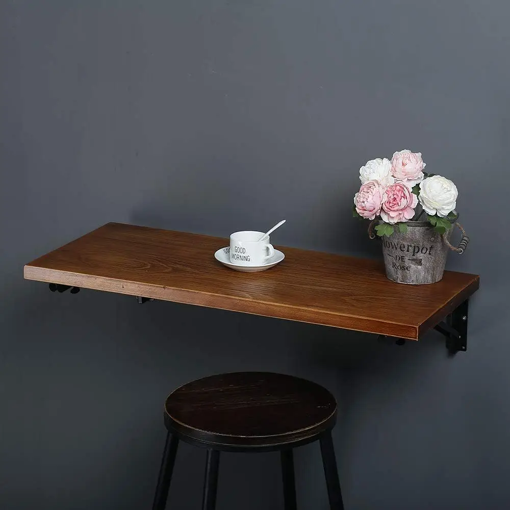 مكتب حائط ريفي قابل للطي من خشب الصنوبر، منضدة على الطراز الصناعي مع أوراق متدلية لتناول الطعام أو الدراسة أو استخدام البار