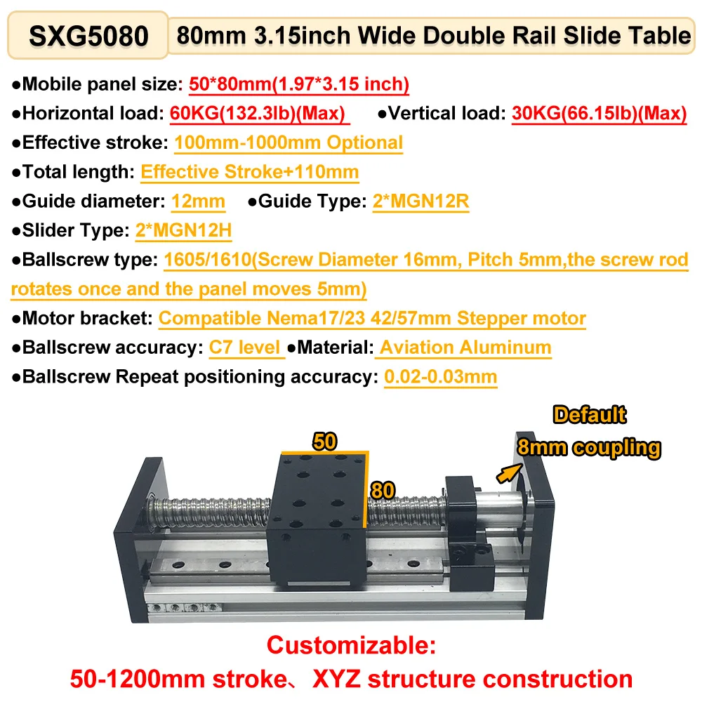 40Kg Load Electric/Manual CNC Router Sliding Table SFU1605 Ball Screw Linear Motion Table Double/Optical Axis Single Axis Robot