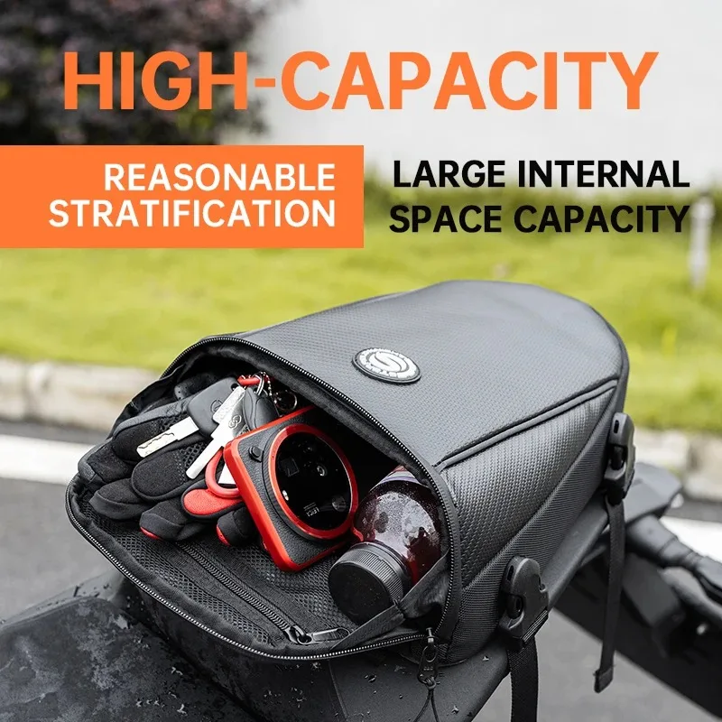 

Star Field Knight 9L Black Universal Motorcycle Tail Bag Back Seat Bags Reflective Motorbike Saddlebag Bike Rider Crossbody Pack