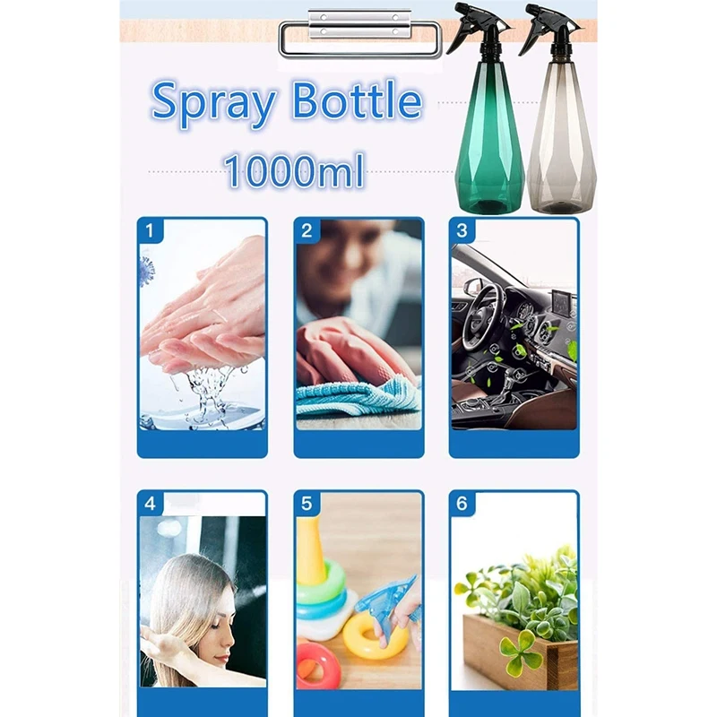 

2 шт. 1 л пустой распылитель, многоразовый распылитель герметичный прочный распылитель пустые распылители для чистки, садоводства