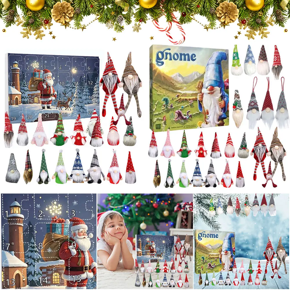 

Christmas Gnome Holidays Advent Calendar 2024 24 Days Xmas Countdown Calendar with Gnome Plush Toys for Kids Christmas Gift Set