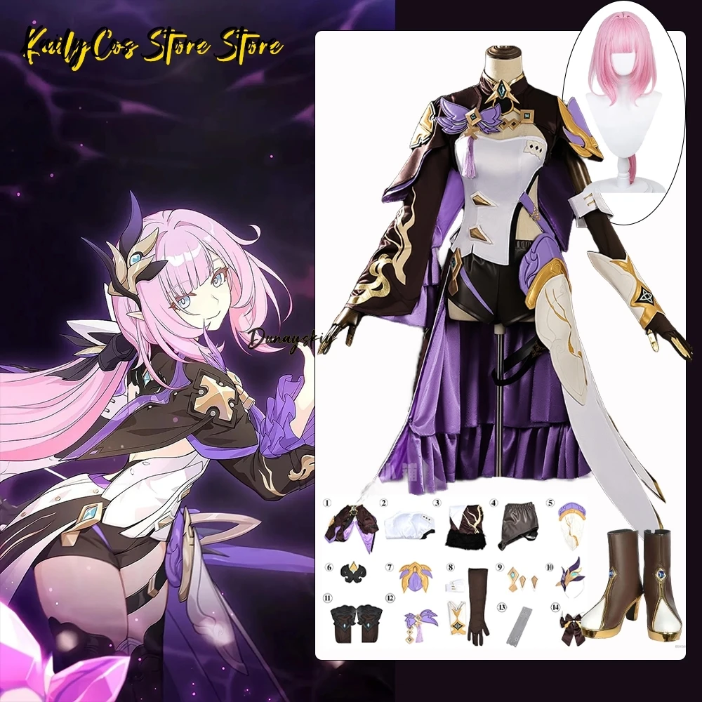 

Honkai Star Rail Elysia Cosplay 코스프레 Elysia Pink Elf Lady Outfit Women's Dresses Full Set Anime Outfits Wig Suits Prop Suits