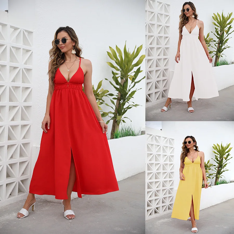 

Summer New Women's Mid Sling Loose Fitting Holiday Beach Dress