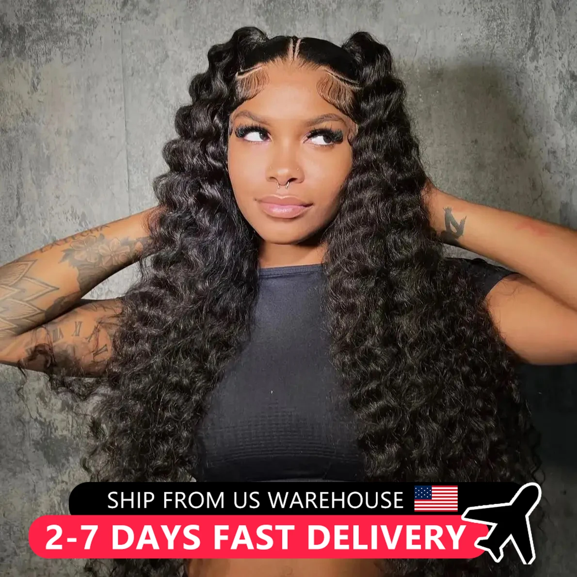 Deep Wave Lace Front Wig Human Hair Brazilian Curly Hair 180% 13x4 Transparent Lace Frontal Wig Pre Plucked 4x4 Lace Closure Wig