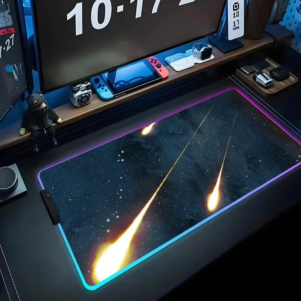 

meteor Mouse Pad RGB Gaming Mousepad Big LED Pad PC Desk Mat Luminous Mouse Pad Large Keyboard Mats Table Rug With Backlit