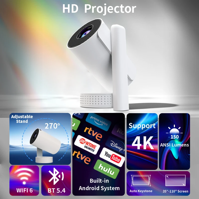 Mango Cloud Android 11 M11 Dual Wifi6 130Ansi BT5.0 1280 * 720P Portable Outdoor Movie Projector