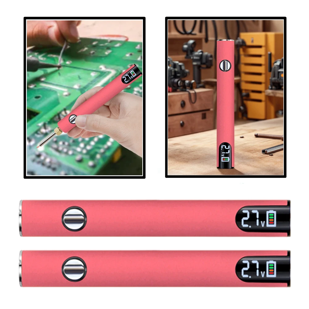 Fer à souder intelligent avec stylo pour chariot de batterie à filetage 510 (sans pointe de fer à souder) (rose)