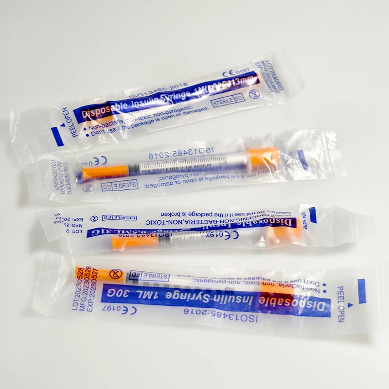 100 Stück 1ml/cc 30G 8mm sterile Einweg-Insulinspritzen in Orange mit 5/16-Zoll-Nadel, einzeln verpackt, zum Füttern von Haustieren – Detail 5
