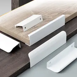 White Hidden Cabinet Pulls Drawer Knobs Long Pull Hidden Handles Aluminum Alloy Kitchen Cupboard Furniture Hardware Cabinet Knob