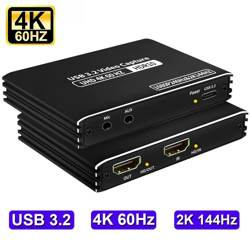 4K 60Hz HDMI Video Capture Card 2K 120FPS Type-C Video Card 1080P 240FPS USB C 3.2  Video Grabber Live Streaming For PS5 Camera