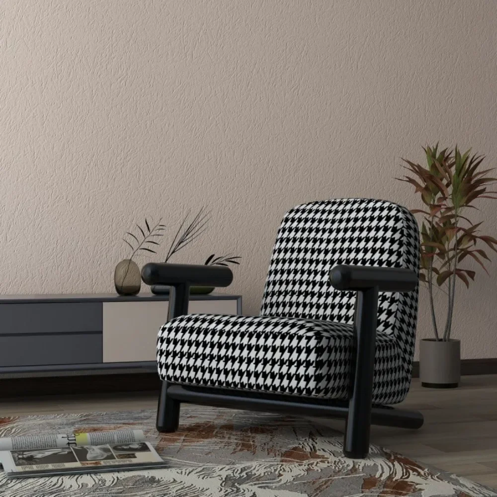 Italian Internet celebrity creativity, simple luxury, casual designer sofa chair, minimalist living room, houndstooth single sof