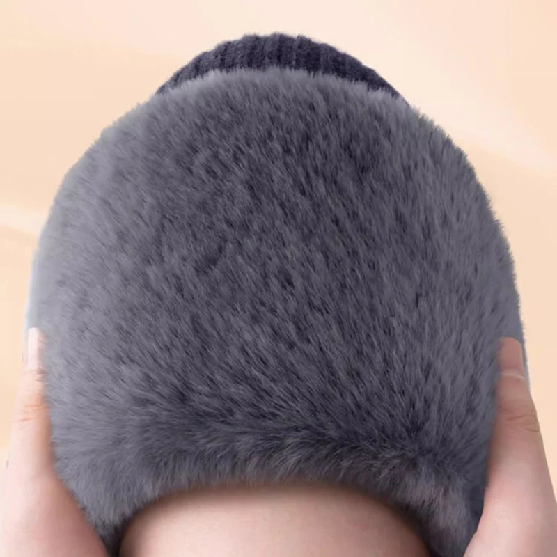 Rodilleras de Cachemira de piel de conejo para personas mayores, rodillera térmica para artritis de piernas frías, Protector de rodilla grueso para mantener el calor, 1 par