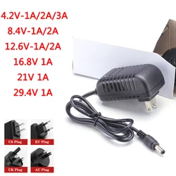 Li-ion Charger AC 110-240V DC 4.2V 8.4V 12.6V 16.8V 21V 29.4V 1A 2A 3A DC Power Supply Adapter For 18650 Lithium Battery
