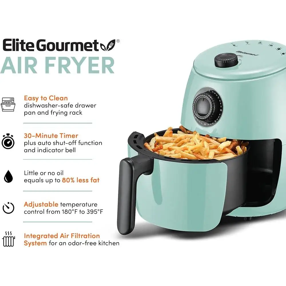 Freidora eléctrica compacta de aire caliente, cocina saludable sin aceite, temporizador ajustable, temperatura, cocina antiadherente, ahorro de espacio, uso Personal