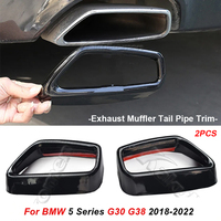For BMW 5 Series G30 G31 2018-2021 Stainless Steel Black Car Exhaust Pipe Cover Stickers Exterior Modification Car Accessories