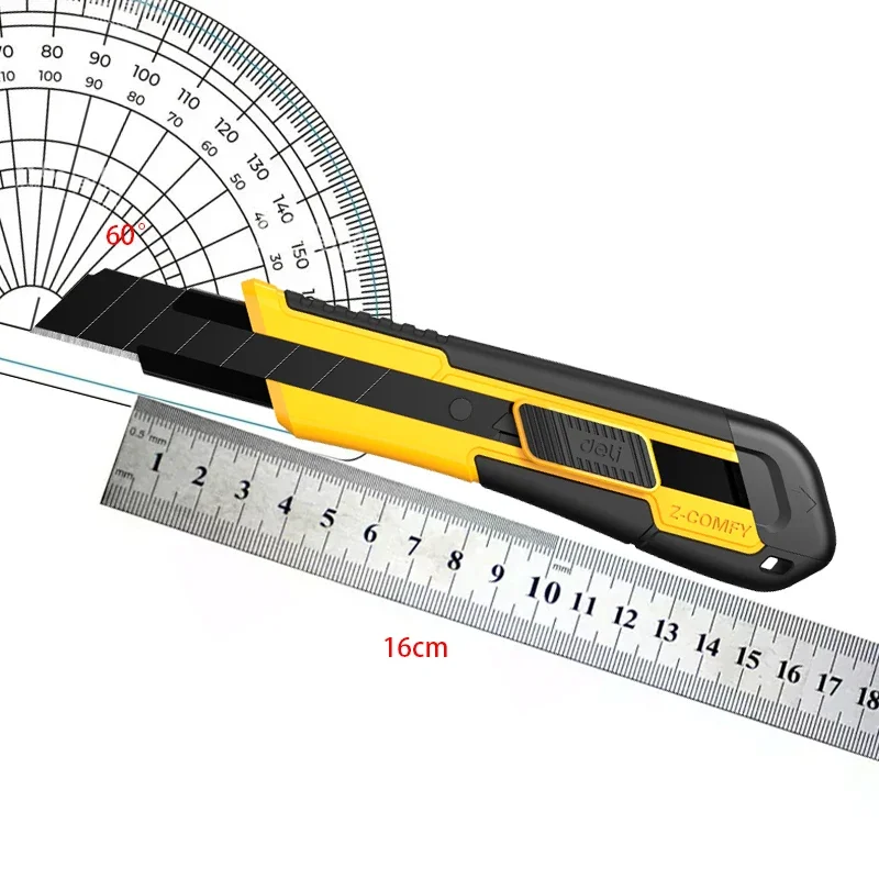 DELI Utility Knife 18MM Wide Snap-Off Blades, Exacto Knife for Cutting Box, Wrapping, Cardboard Cutter Retractable