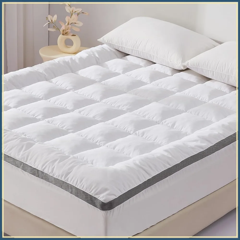 Queen Size 3 Inch Memory Foam Mattress Topper with Stretchable Pockets, Breathable Air Mesh Sides for Back Pain Relief