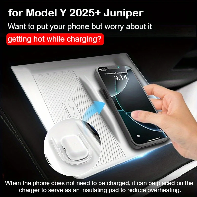 Wireless Charging Silicone Pad for Headphones Anti-Slip Center Console Mat New Version Car Interior Accessories for Tesla Model 3 Model Y view 4