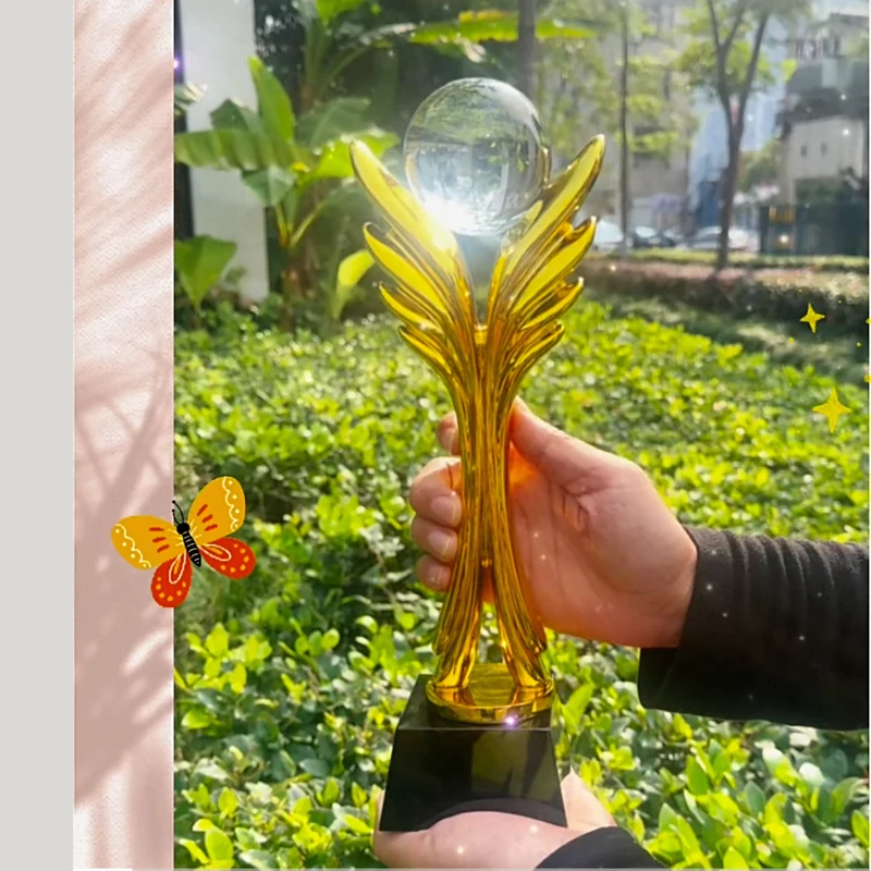 Customized High-end Resin Trophy, Blank Crystal Ball , Annual Meeting Employee Celebration Souvenir, Excellent Awards Decor, 1Pc