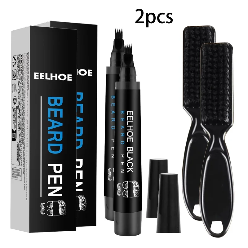 Beard Pen Filler Set Barber Styling Pencil Beard Enhancer Brush Waterproof Black Hair Pencil Cosmetic Styling Repair Tools