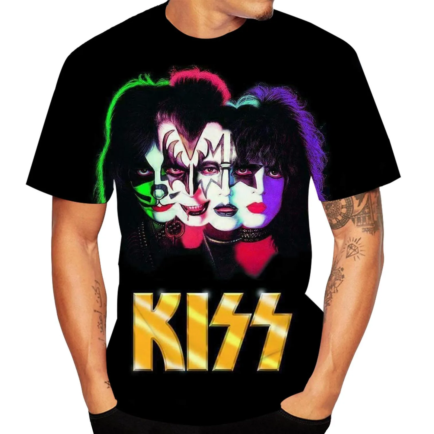 Summer New T-Shirts Kiss Rock Band 3D Print Streetwear Men Women Fashion Oversized Short Sleeve T Shirt Kids Tees Tops Clothing