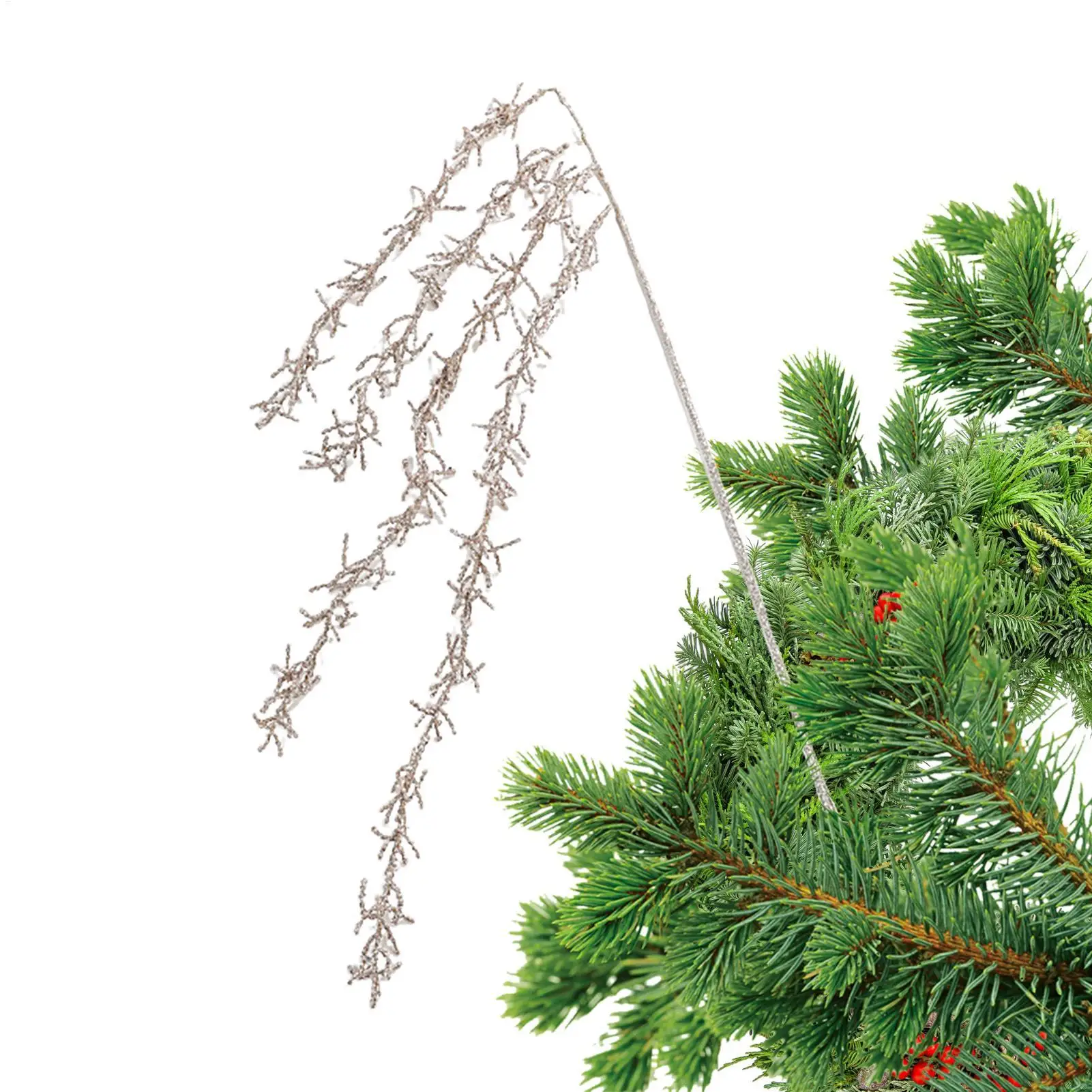 Christmas Picks Stem Branches Glitter Garland Christmas Tree Twigs For Indoor Holiday Winter Fall Mantle Outdoor Fireplace Table