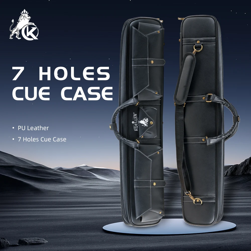 

KONLLEN Pool Cue Cse 7 holes PU Leather Pool Stick Case Holds 3 Butts and 4 Shafts Billiard cue case Billiard Accessories