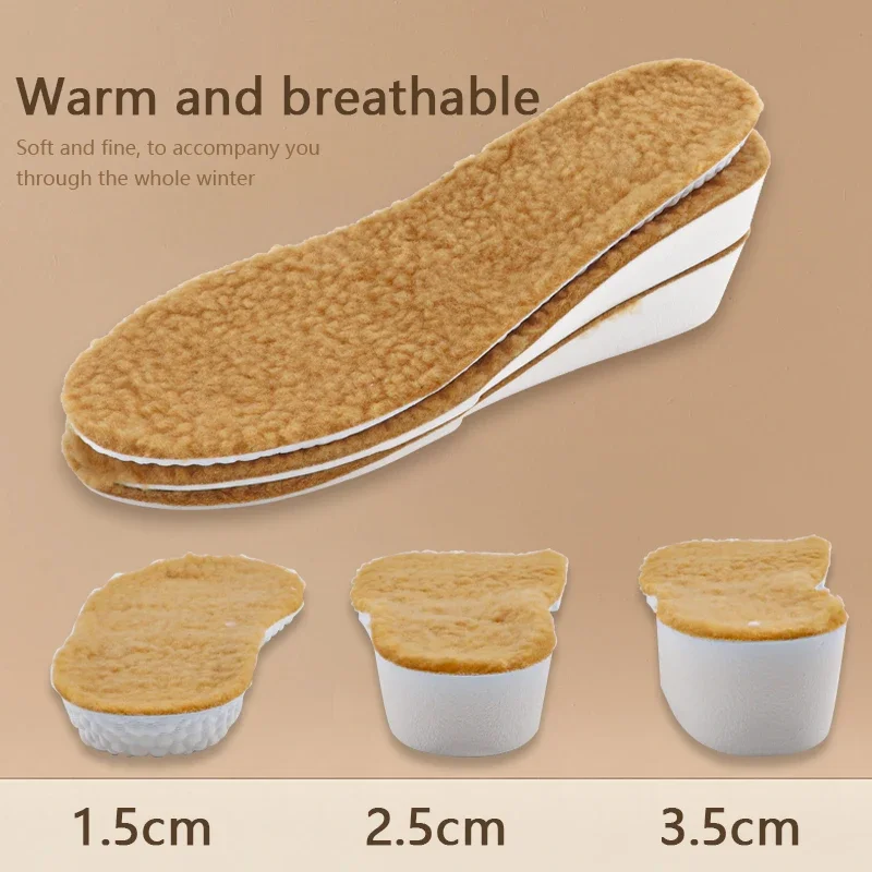

Winter Warm Height Increase Insoles Sports Shock Absorption Shoes Insole for Feet Men Women Shoes Pads Growing Shoe Pad 1Pair