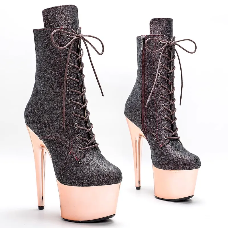 

LAIJIANJINXIA New 17CM/7inches PU Upper Modern Pole Dance Shoes High Heel Platform Sexy Nightclub Women's Ankle Boots 119