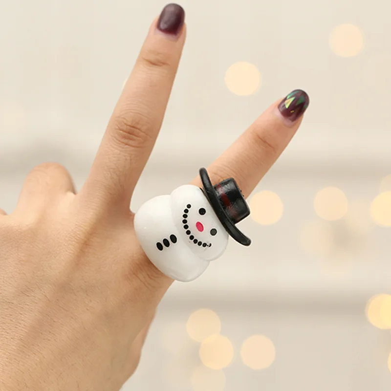 Kreative Weihnachten Glowing Cartoon Ring Nette Schneemann Alter Mann Elch Ring Spielzeug Urlaub Prom Party Finger Lichter Kinder Spielzeug Geschenke