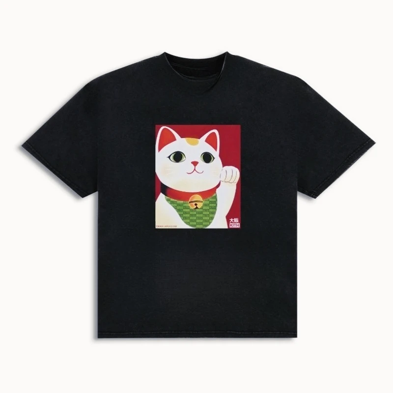 

KITH Osaka Commemorative Maneki Neko с принтом Свободная футболка с круглым вырезом и короткими рукавами для мужчин и женщин