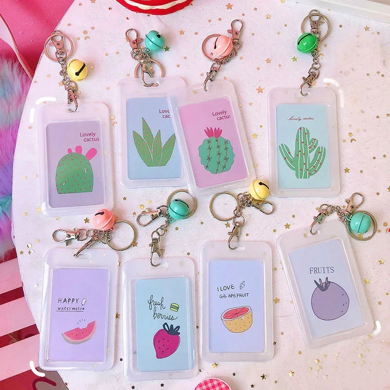 Bank Credit Card Holder Cover Hot Sale Women Men Fashion Card Bags Cute Cactus Card Case with Keychain