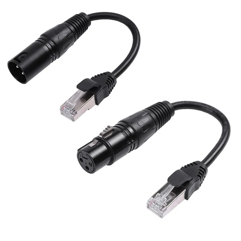 3Pin DMX XLR to RJ45 Male Audio Connect Cable Multi Network Breakout for Stage light and Recording Studio