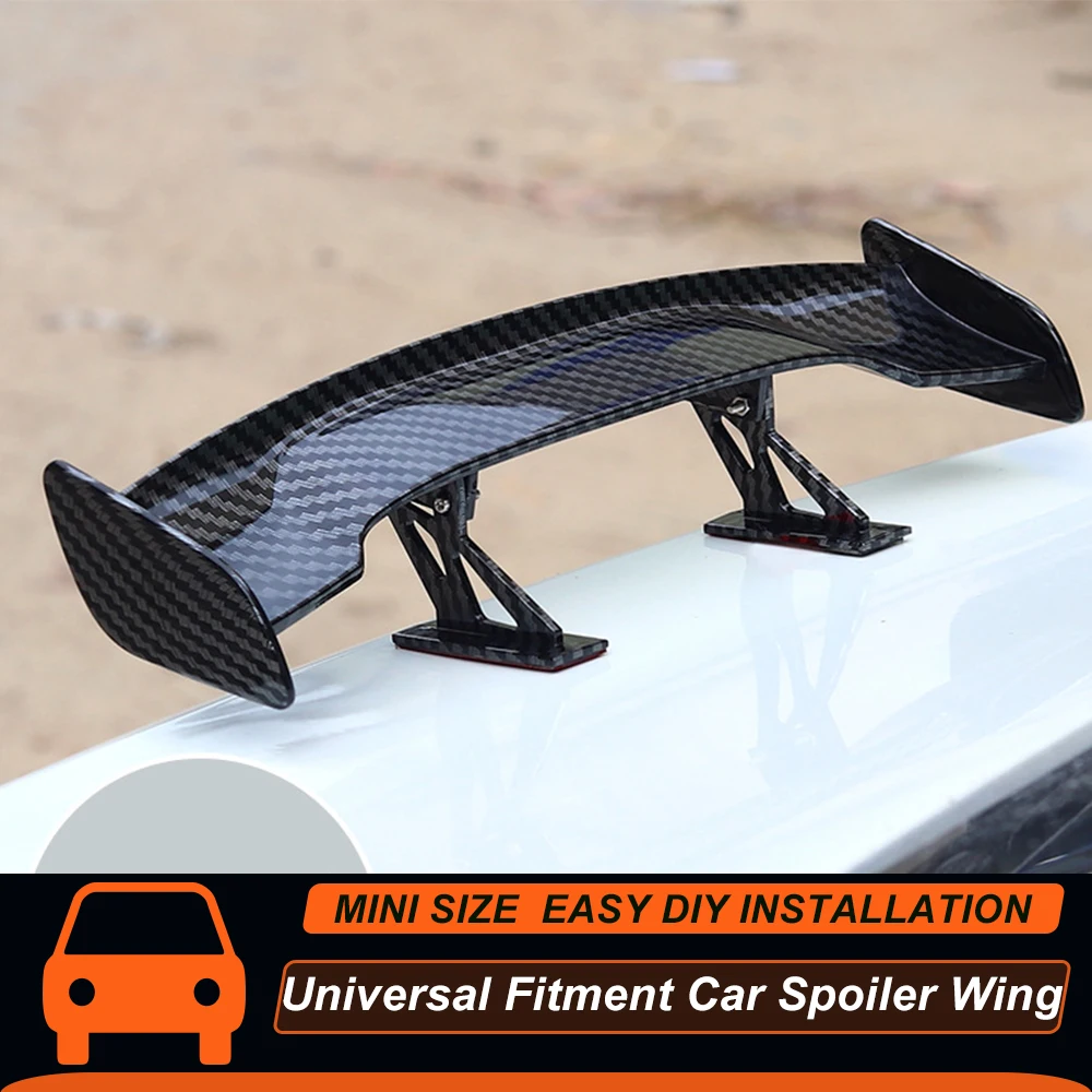 Car Universal Mini Rear Trunk Lid Spoiler Wings 25CM Length Black Carbon Look Auto Styling Exterior Decoration Accessories Part