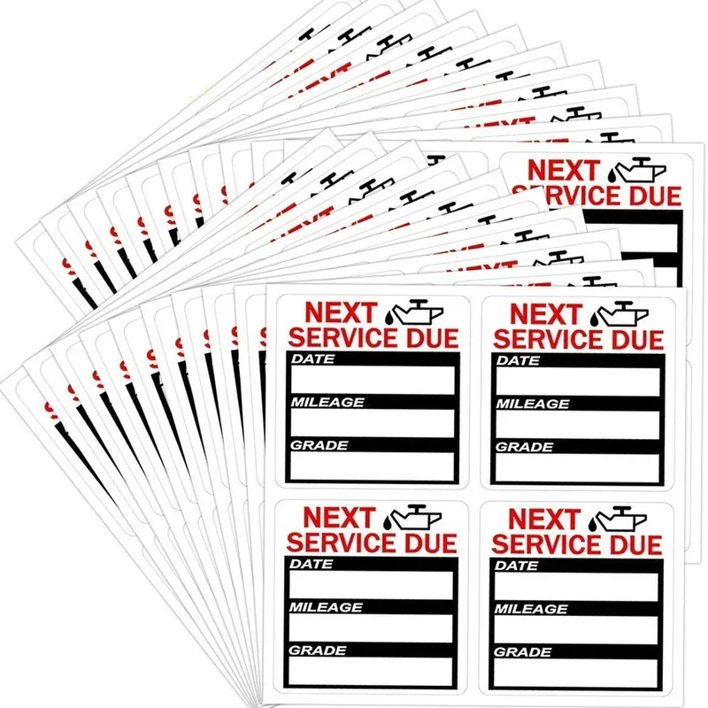 40 Pcs Oil Change Maintenance Service Reminder Stickers Window Rectangle Adhesive Labels Stickers Car Sticker 