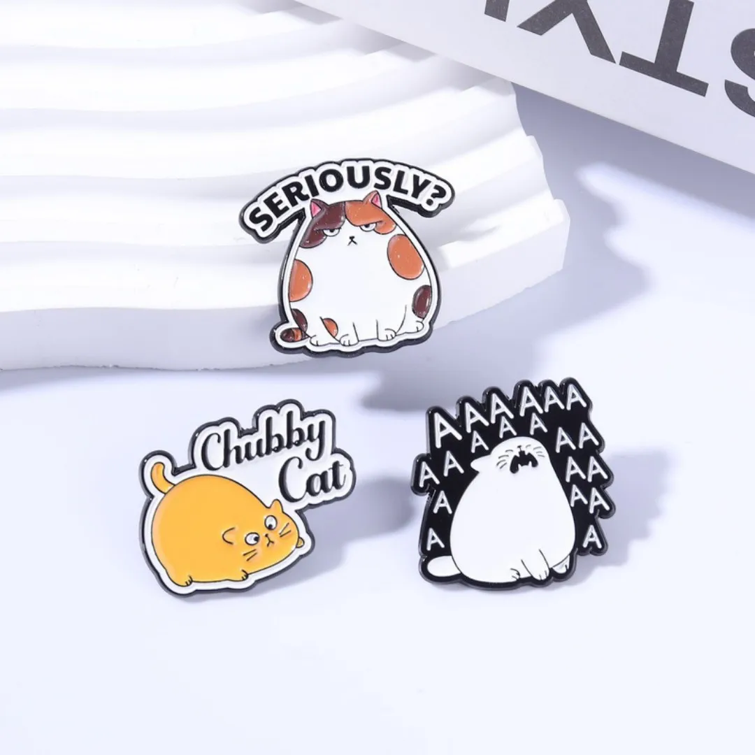 Funny Cat Quotes Enamel Pins ”SERIOUSLY?“ Kawaii Cat Brooch Clothing Backpack Accessory Badge For Hat Backpack Custom Pin Gift