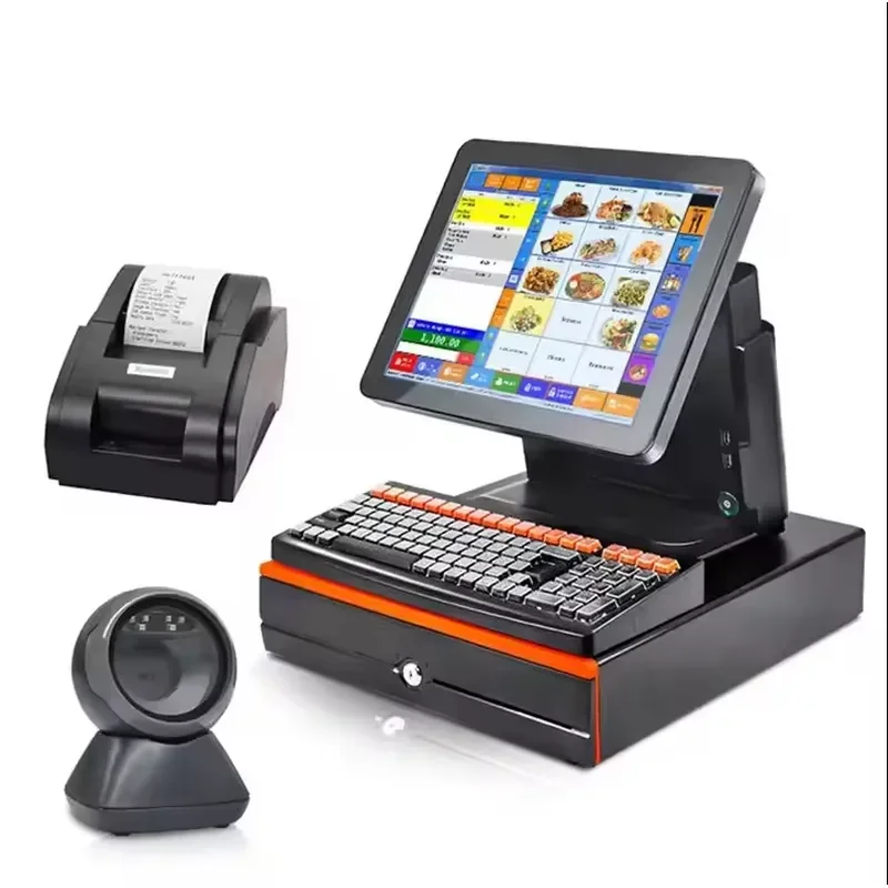 15.6 Inch Touch Screen POS System All In One Cash Register With Printer Scanner And Cash Drawer For Retail Store Checkout