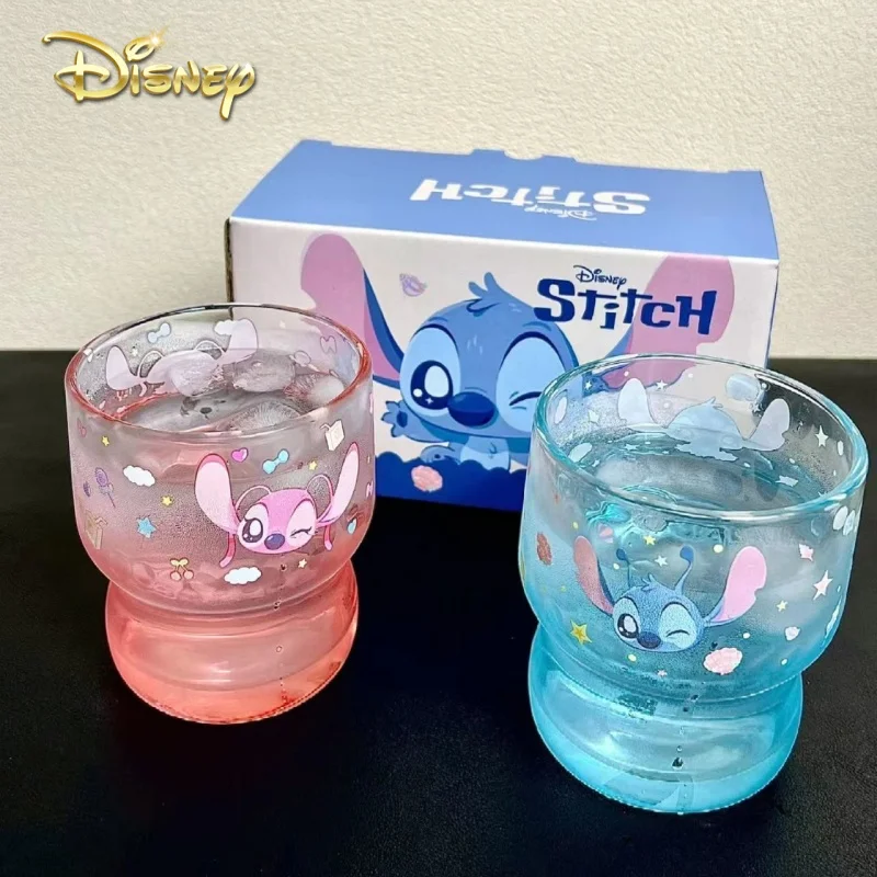 Disney Stitch Genuine Glass Cup Household Cup Juice Cup High-Value Student Drinking Cup Couple Cup Cute Cup Birthday Xmas Gifts