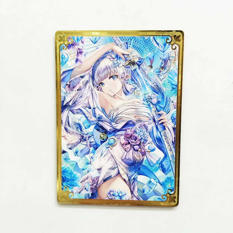 Anime Genshin Impact Peripheral Diy Metal Collectible Cards Yae Miko Raiden Shogun Kamisato Ayaka Christmas Birthday Gifts Toys