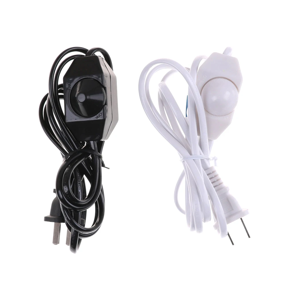 New White/black Lamp Power Cord w Dimmer Switch AC 220V/110V US Plug