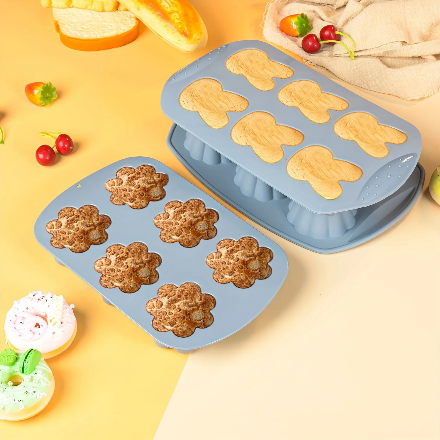 

Silicone Cake Molds Set - Flower & Rabbit Shapes with Artificial Flowers, Faux Flowers, Fake Flowers Designs, Non-Stick, High Te