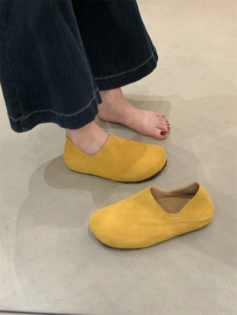 

Spring Autumn New Suede Leather Loafers Woman Fringe Round Toe Slip-on Daily Casual Shoes Comfort Outdoor Flat Walk Shoes Women