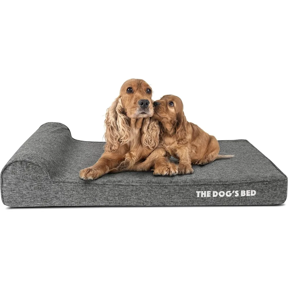 

The Dog’s Bed Orthopedic Headrest Dog Bed, Large Grey Linen 40x25, Memory Foam, Pain Relief for Arthritis, Hip & Elbow Dysplasia