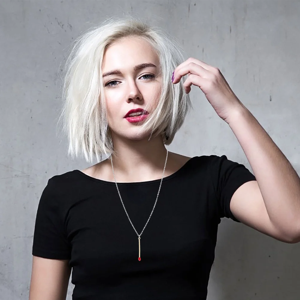 

2Pcs Matchstick Pendant Necklace Stylish Fashion Jewelry Unique Pendant Chain for Everyday Wear Friends Novelty Chain Necklace