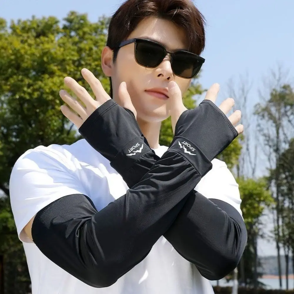 

Loose Ice Silk Sleeves Anti-UV UV Insulation Sunscreen Arm Sleeve Long-sleeved Glove Arm Covers Cycling Gloves Women/men