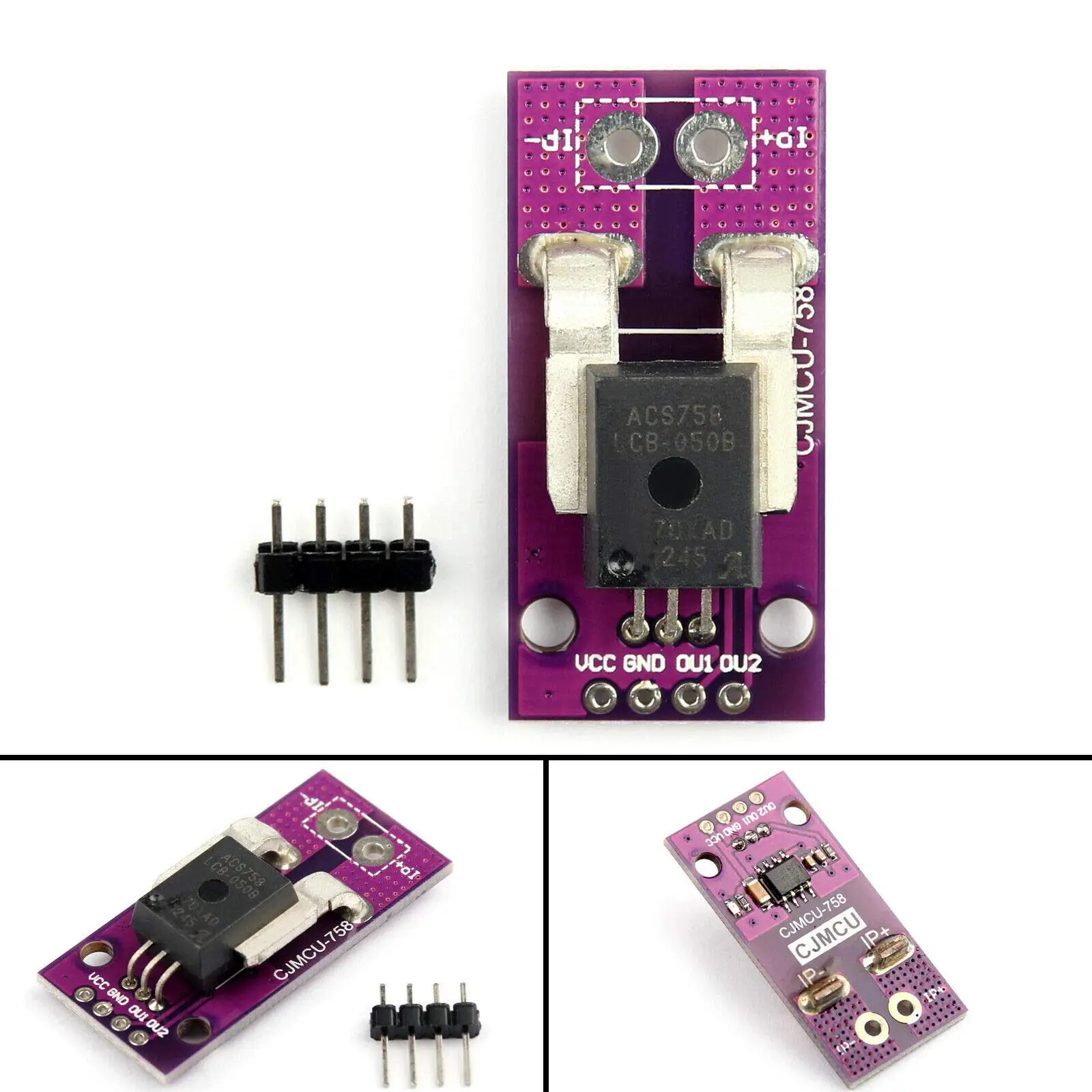 ACS758 Linear Current Sensor Module Linear Analog AC DC 3.3V-5V Current Module 120 kHz Bandwidth 50A Linear Current Sensor